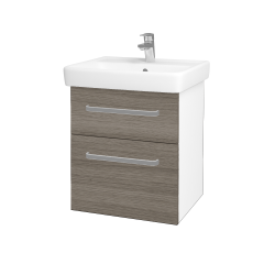 Dřevojas - Umyvadlová skříňka Q MAX SZZ2 55 - N01 Bílá lesk / Úchytka T01 / D03 Cafe (68397A)