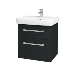 Dřevojas - Umyvadlová skříňka Q MAX SZZ2 60 - L03 Antracit vysoký lesk / Úchytka T03 / L03 Antracit vysoký lesk (60377C)