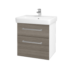 Dřevojas - Umyvadlová skříňka Q MAX SZZ2 60 - N01 Bílá lesk / Úchytka T03 / D03 Cafe (68403C)