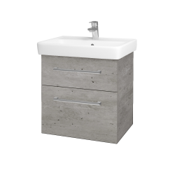 Dřevojas - Umyvadlová skříňka Q MAX SZZ2 60 (umyvadlo Q) - D01 Beton / Úchytka T03 / D01 Beton (67529C)
