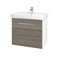 Dřevojas - Umyvadlová skříňka Q MAX SZZ2 70 - N01 Bílá lesk / Úchytka T04 / D03 Cafe (68410E)