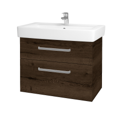 Dřevojas - Umyvadlová skříňka Q MAX SZZ2 80 - D21 Tobacco / Úchytka T01 / D21 Tobacco (275709A)