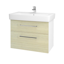 Dřevojas - Umyvadlová skříňka Q MAX SZZ2 80 - N01 Bílá lesk / Úchytka T04 / D04 Dub (60261E)