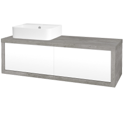 Dřevojas - Umyvadlová skříňka STORM SZZ2 120 (umyvadlo Joy 3) - D01 Beton / L01 Bílá vysoký lesk / Levé (246181)