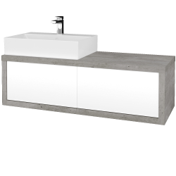 Dřevojas - Umyvadlová skříňka STORM SZZ2 120 (umyvadlo Kube) - D01 Beton / L01 Bílá vysoký lesk / Levé (169527)