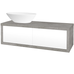 Dřevojas - Umyvadlová skříňka STORM SZZ2 120 (umyvadlo Triumph) - D01 Beton / L01 Bílá vysoký lesk / Levé (168827)