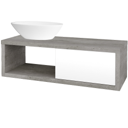 Dřevojas - Umyvadlová skříňka STORM SZZO 120 (umyvadlo Triumph) - D01 Beton / L01 Bílá vysoký lesk / Levé (170721)