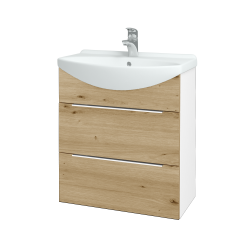 Dřevojas - Umyvadlová skříňka TAKE IT SZZ2 65 - N01 Bílá lesk / Úchytka T05 / D22 Karamel (457662F)