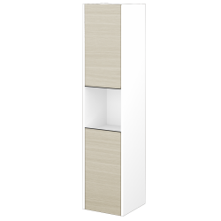 Dřevojas - Vysoká skříň BONO SVD2O 35 - N01 Bílá lesk / Úchytka T33 - černá mat / D04 Dub / Levé (351380JL)