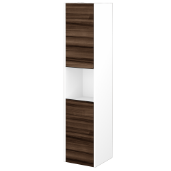 Dřevojas - Vysoká skříň BONO SVD2O 35 - N01 Bílá lesk / Úchytka T33 - černá mat / D06 Ořech / Levé (351403JL)