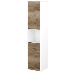 Dřevojas - Vysoká skříň BONO SVD2O 35 - N01 Bílá lesk / Úchytka T33 - černá mat / D21 Tobacco / Levé (351465JL)