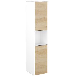 Dřevojas - Vysoká skříň BONO SVD2O 35 - N01 Bílá lesk / Úchytka T33 - černá mat / D29 Honey / Pravé (473741JP)