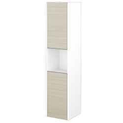 Dřevojas - Vysoká skříň BONO SVD2O 35 - N01 Bílá lesk / Úchytka T34 - nerez / D04 Dub / Levé (351380K)