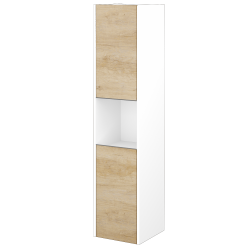 Dřevojas - Vysoká skříň BONO SVD2O 35 - N01 Bílá lesk / Úchytka T34 - nerez / D15 Nebraska / Levé (204389KL)