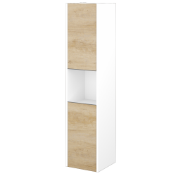 Dřevojas - Vysoká skříň BONO SVD2O 35 - N01 Bílá lesk / Úchytka T34 - nerez / D29 Honey / Levé (473741KL)