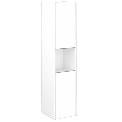 Dřevojas - Vysoká skříň BONO SVD2O 35 - N01 Bílá lesk / Úchytka T34 - nerez / N01 Bílá lesk / Pravé (204396KP)