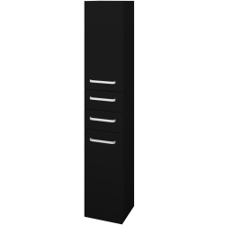 Dřevojas - Vysoká skříň s košem na prádlo DOS SVD2Z2K 35 - L17 Černá vysoký lesk / Úchytka T01 / L17 Černá vysoký lesk / Levé (459505A)