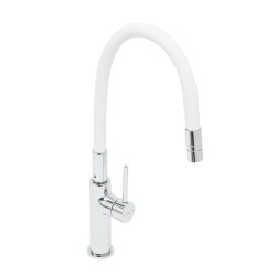 Dřezová baterie SAT se silikonovým ramínkem bílá/chrom SATBSD290B (SATBSD290B)