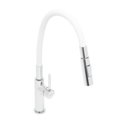 Dřezová baterie SAT se silikonovým ramínkem bílá/chrom SATBSD290B2F (SATBSD290B2F)