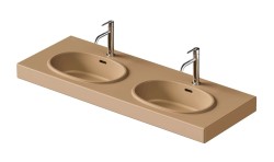 DURAVIT - Balcoon Dvojumyvadlo 130x48 cm, s přepadem, 2 otvory pro baterii, s výpustí, DuraShield, terra (241213AM00)