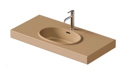 DURAVIT - Balcoon Umyvadlo 100x48 cm, s přepadem, otvor pro baterii, s výpustí, DuraShield, terra (241210AM00)