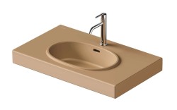 DURAVIT - Balcoon Umyvadlo 80x48 cm, s přepadem, otvor pro baterii, s výpustí, DuraShield, terra (241280AM00)