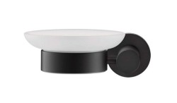 DURAVIT - D-Code Mýdlenka s držákem, levá, mléčné sklo/matná černá (0099174600)