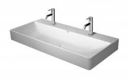 DURAVIT - DuraSquare Dvojumyvadlo 100x47 cm, bez přepadu, 2 otvory pro baterie, DuraCeram, WonderGliss, bílá (23531000431)