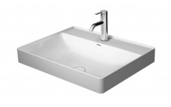 DURAVIT - DuraSquare Umyvadlová mísa 60x47 cm, bez přepadu, s otvorem pro baterii, DuraCeram, WonderGliss, bílá (23546000411)