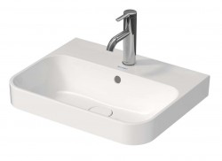 DURAVIT - Happy D.2 Plus Umyvadlo na desku, 50x40 cm, s přepadem, s otvorem pro baterii, WonderGliss, bílá (23605000001)
