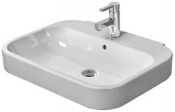 DURAVIT - Happy D.2 Umyvadlo 65x50 cm, s přepadem, s otvorem pro baterii, s WonderGliss, bílá (23166500001)