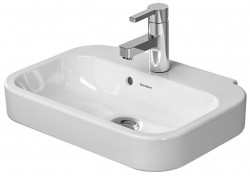 DURAVIT - Happy D.2 Umývátko 50x36 cm, s přepadem, s otvorem pro baterii, s WonderGliss, bílá (07095000001)