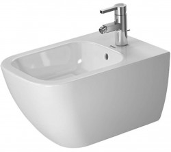 DURAVIT - Happy D.2 Závěsný bidet, 365x540 mm, otvor pro baterii, WonderGliss, bílá (22581500001)