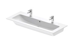 DURAVIT - ME by Starck Dvojumyvadlo 123x49 cm, s přepadem, 2 otvory pro baterii, DuraShield, bílá (236112AA24)