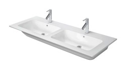 DURAVIT - ME by Starck Dvojumyvadlo 130x49 cm, s přepadem, 2 otvory pro baterie, DuraShield, bílá (233613AA00)