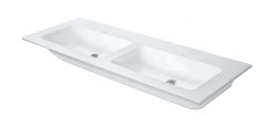 DURAVIT - ME by Starck Dvojumyvadlo 130x49 cm, s přepadem, bez otvoru pro baterii, DuraShield, matná bílá (233613AC60)