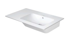 DURAVIT - ME by Starck Umyvadlo 83x49 cm, s přepadem, bez otvoru pro baterii, odkládací plocha vlevo, DuraShield, bílá (234683AA60)