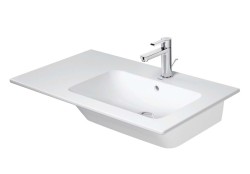 DURAVIT - ME by Starck Umyvadlo 83x49 cm, s přepadem, otvor pro baterii, odkládací plocha vlevo, DuraShield, matná bílá (234683AC00)