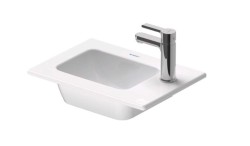 DURAVIT - ME by Starck Umývátko 43x30 cm, bez přepadu, otvor pro baterii vpravo, DuraShield, matná bílá (072343AC41)