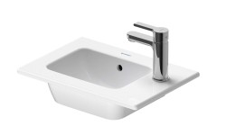 DURAVIT - ME by Starck Umývátko 43x30 cm, s přepadem, otvor pro baterii vpravo, DuraShield, bílá (072343AA00)