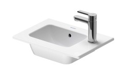 DURAVIT - ME by Starck Umývátko 43x30 cm, s přepadem, otvor pro baterii vpravo, DuraShield, matná bílá (072343AC00)