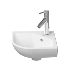 DURAVIT - ME by Starck Umývátko rohové 44x38 cm, s přepadem, otvor pro baterii, DuraShield, matná bílá (072243AC00)