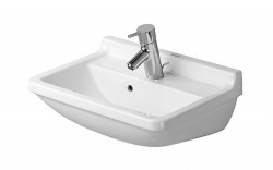 DURAVIT - Starck 3 Umyvadlo 60x45 cm, s přepadem, s otvorem pro baterii, WonderGliss, bílá (03006000001)