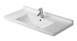 DURAVIT - Starck 3 Umyvadlo 85x49 cm, s přepadem, s otvorem pro baterii, WonderGliss, bílá (03048000001)