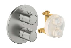 DURAVIT - Termostatická baterie pod omítku, pro 2 spotřebiče, s tělesem, kartáčovaný nerez (TH4200008070)