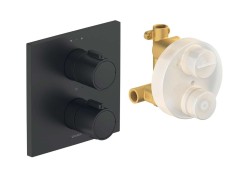 DURAVIT - Termostatická baterie pod omítku, pro 2 spotřebiče, s tělesem, matná černá (TH4200007046)