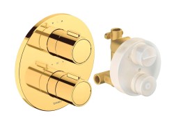DURAVIT - Termostatická baterie pod omítku, pro 2 spotřebiče, s tělesem, zlatá (TH4200008034)