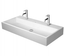 DURAVIT - Vero Air Dvojumyvadlo 100x47 cm, bez přepadu, s otvory pro baterie, WonderGliss, bílá (23501000431)