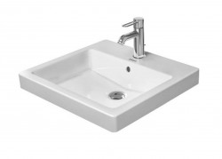 DURAVIT - Vero Umyvadlo na desku, 50x47 cm, s přepadem, s otvorem pro baterii, WonderGliss, bílá (03155000001)