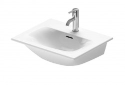 DURAVIT - Viu Umyvadlo 53x43 cm, s přepadem, s otvorem pro baterii, WonderGliss, bílá (23445300001)
